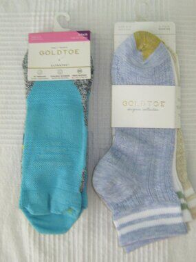 Bundle 2 Packs New Goldtoe Varsity Quarter & Ultratec No Show NWT Socks Size 6-9